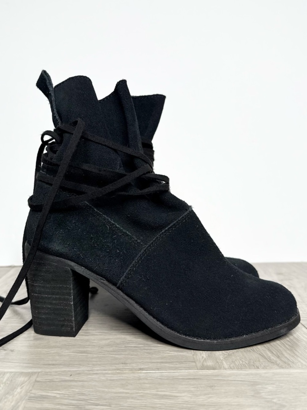 Toms Black Suede Heeled Boot 5